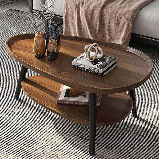 Τραπεζάκι Σαλονιού Οβάλ Ξύλινο Καφέ Μ120xΠ60xΥ38cm