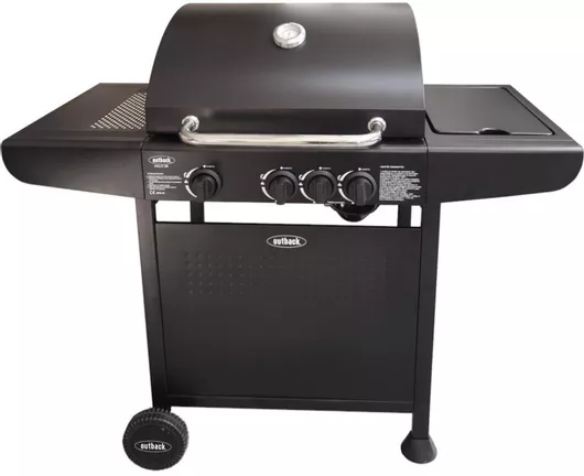 Ψησταριά Υγραερίου Outback με Μαντεμένια Σχάρα 57x122cm Μαύρο