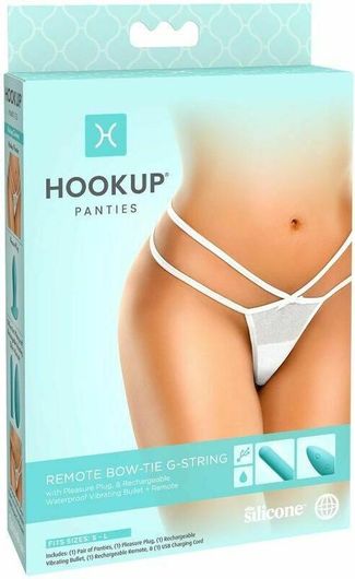 Εσώρουχο Pipedream Hook Up Panties Remote Bow Tie G-String Λευκό