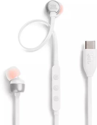 Handsfree Ακουστικό JBL Tune 310C In-ear με Βύσμα USB-C Λευκό