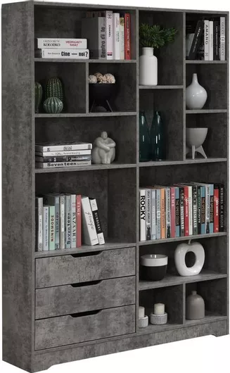 Βιβλιοθήκη Lucinda Γκρι Oak 120x29.8x180.5cm