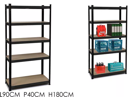 Ραφιέρα Δαπέδου Μαύρο 90x40x180εκ.