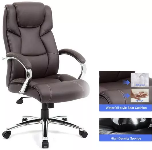 Καρέκλα Διευθυντική με Μπράτσα Καφέ Vevor