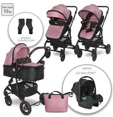 Καρότσι Μωρού Lorelli Alba Premium Ρυθμιζόμενο 3 σε 1 Kατάλληλο για Nεογέννητο Pink 11.150kg