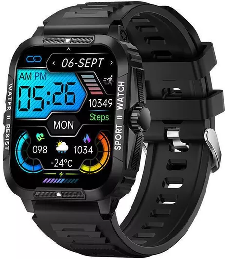 Smartwatch Colmi P76 1.96" Silicone Strap Black