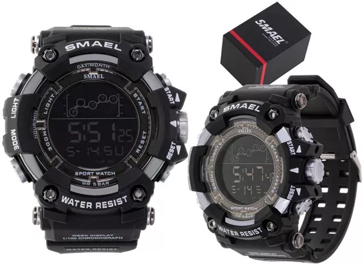 Ανδρικό Ρολόι Smael Ψηφιακό Μπαταρίας με Μαύρο Καουτσούκ Λουράκι