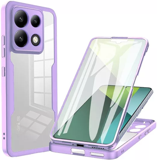 Techsuit 360 Full Cover Σιλικόνης Σετ με Τζαμάκι Μοβ Redmi Note 13 Pro 5G/Poco X6