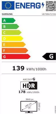Τηλεόραση Samsung Smart UE75DU7172UXXH 75" 4K UHD LED HDR 2024