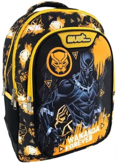 Σχολική Τσάντα Δημοτικού Πλάτης Must Black Panther 32x18x43cm Μαύρο