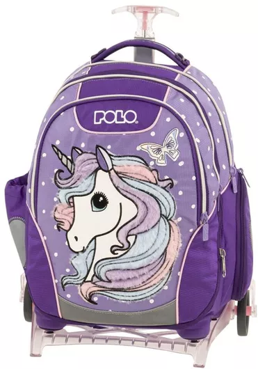 Σχολική Τσάντα Δημοτικού Τρόλεϊ Polo Unicorn Hair 30x17x40cm Μπεζ