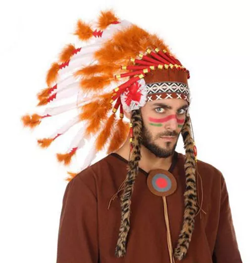 Αποκριάτικο Αξεσουάρ Καπέλο με Φτερά Ινδιάνου Καφέ
