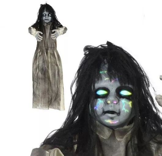 Αποκριάτικο Αξεσουάρ Κρεμαστό Κορίτσι / Φάντασμα 120x90cm Γκρι