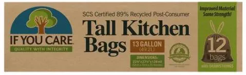 Σακούλες Απορριμάτων If You Care Βιοδιασπώμενες Χωρητικότητας 49lt με Κορδόνι Σετ 12τμχ Διάφανο