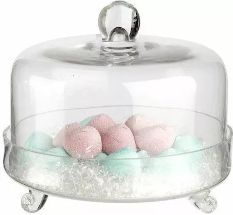 Τουρτιέρα JK Home Decoration Γυάλινη με Καπάκι 24x23cm