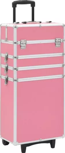 Βαλιτσάκι Αισθητικής vidaXL Μεταλλικό Τροχήλατο 74x37x24cm Ροζ