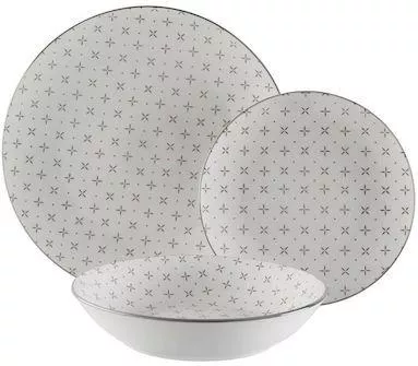 Σετ Πιάτα Φαγητού Versa Adela 18τμχ Πορσελάνης Λευκό