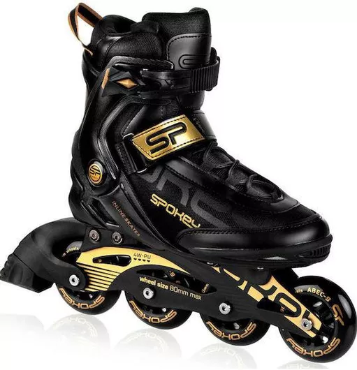 Πατίνια Roller Skates Inline Prime Pro 926971 Αυξομειούμενα No41 Spokey Black Gold