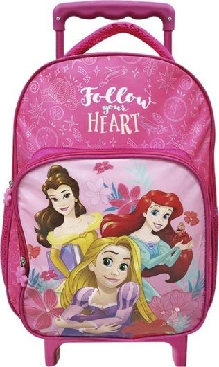 Σχολική Τσάντα Τρόλεϊ Δημοτικού Justnote Princess Follow Your Heart 31x18x42cm Ροζ