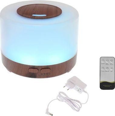 Συσκευή Αρωματοθεραπείας LED Υπερήχων με Τηλεχειριστήριο & Χρονοδιακόπτη Καφέ 500ml 72978