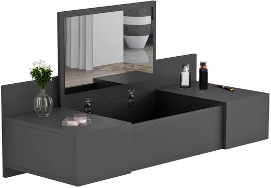 Τουαλέτα Κρεβατοκάμαρας Ξύλινη με Καθρέπτη 100x39x33cm Ανθρακι