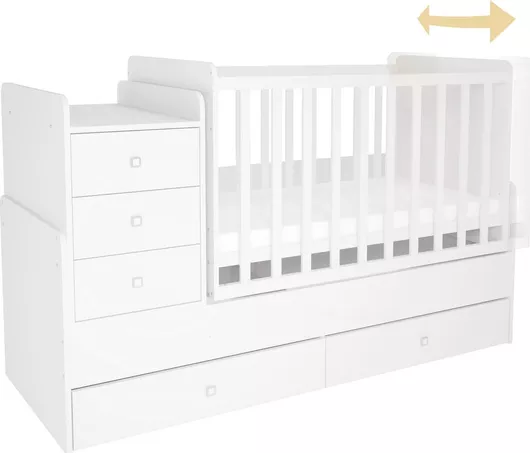 Κούνια Polini Kids Πολυμορφική Simple 1100 για Στρώμα 60x120cm White