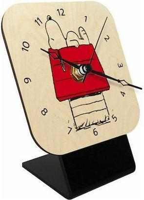 Επιτραπέζιο Ρολόι Το Σπίτι του Snoopy σε Φυσικό Ξύλο 10cm