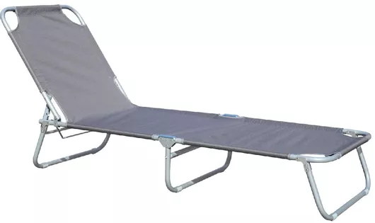 Ξαπλώστρα Παραλίας HomeMarkt Kalynda Γκρι Πτυσσόμενη Μέταλλο 186x59x27.5cm