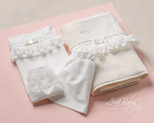 Σετ Βαπτιστικά Λαδόπανα Lina Baby Εκρού