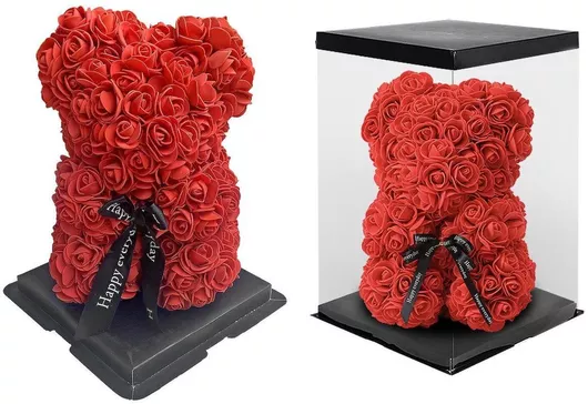 Αρκουδάκι HOMie Τεχνητά Τριαντάφυλλα σε Κουτί 23cm