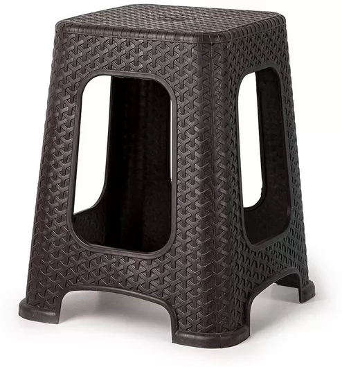 Σκαμπό Πλαστικό Εξωτερικού Χώρου Rattan 38x38x46cm καφέ