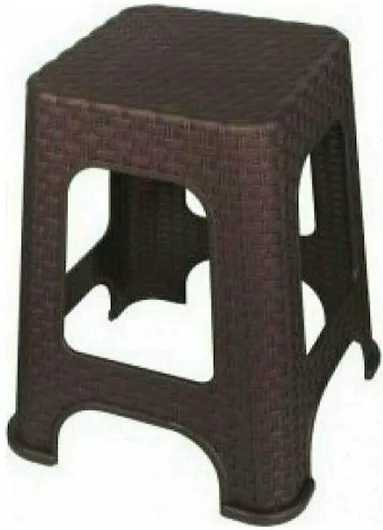 Σκαμπό Πλαστικό Εξωτερικού Χώρου Rattan 38x38x46cm καφέ