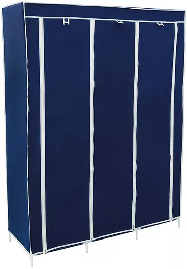 Υφασμάτινη Ντουλάπα Keskor με Φερμουάρ & Ράφια 127x44x167cm 88130-3 Μπλε