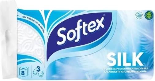 Χαρτί Υγείας Softex Silk 8 Ρολά 3 Φύλλων 95gr