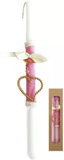 Πασχαλινή Λαμπάδα Στρογγυλή Χειροποίητη Ροζ