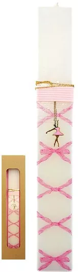 Πασχαλινή Λαμπάδα Τετράγωνη Χειροποίητη Ροζ