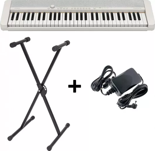 Casio Αρμόνιο CT-S1 (Βάση & Τροφοδοτικό) με 61 Δυναμικά Πλήκτρα Λευκό