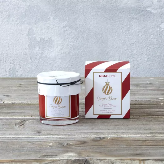 Αρωματικό Κερί Nima σε Βάζο με Άρωμα Ginger Brown 160gr