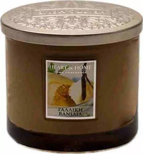 Αρωματικό Κερί Heart & Home Σόγιας σε Βάζο Διπλό Φυτίλι Γαλλική Βανίλια 230gr