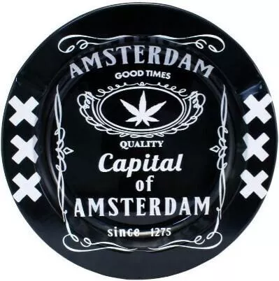 Σταχτοδοχείο Coffee Shop Amsterdam Τσιγάρου Μεταλλικό Μαύρο