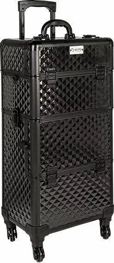 Βαλιτσάκι Αισθητικής Μεταλλικό Τροχήλατο Μαύρο Υ77xΠ36xΒ25cm