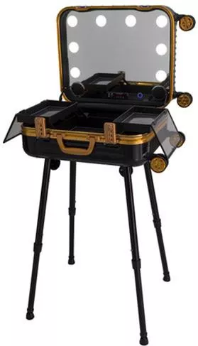 Βαλιτσάκι Αισθητικής Μεταλλικό Τροχήλατο Μαύρο Υ22.5xΠ60xΒ45cm