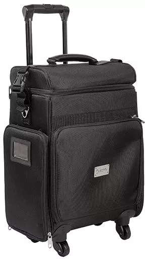 Βαλιτσάκι Αισθητικής Koncai Μεταλλικό Τροχήλατο Μαύρο Υ55xΠ38xΒ25cm