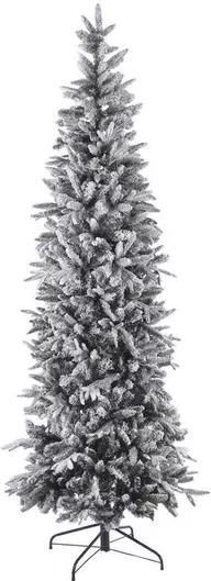 Χριστουγεννιάτικο Δέντρο Πράσινο Χιονισμένο Slim 210cm με Μεταλλική Βάση