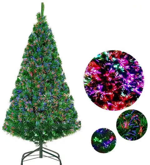 Χριστουγεννιάτικο Δέντρο 150cm JY-12 Πράσινο 150cm με Μεταλλική Βάση & Φωτισμό Οπτικών Ινών