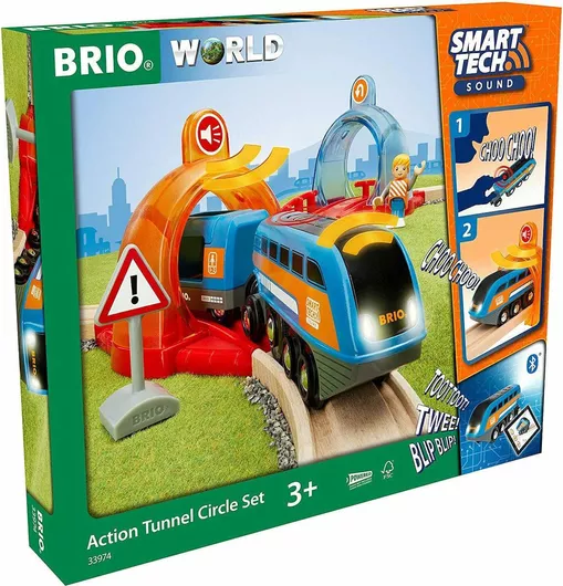 Σετ με Τρενάκι Brio Toys Smart Tech Sound Action από Ξύλο για 3+ Ετών