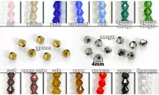 Χάντρες Χειροτεχνίας Τύπου Swarovski σε Ροζ χρώμα 4mm