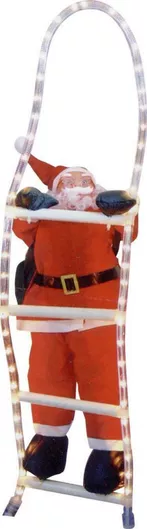 Διακοσμητικός Άι Βασίλης Φωτιζόμενος Ρεύματος Εξωτερικού Χώρου με Φωτοσωλήνα Κόκκινος από Ύφασμα σε Σκάλα 38cm