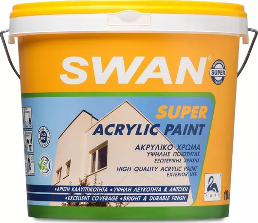 Πλαστικό Χρώμα Swan Super Acrylic για Εξωτερική Χρήση 750ml