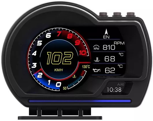 Ψηφιακό Όργανο A500 OBD2, Head Up Display, Θερμοκρασίας Νερού, Ρολόι, Θερμοκρασίας Λαδιού, Πυξίδα, Μπαρόμετρο, Ταχύμετρο & Αέρα-Καυσίμου Αυτοκινήτου Μονή 88.9mm για τοποθέτηση στην Κονσόλα
