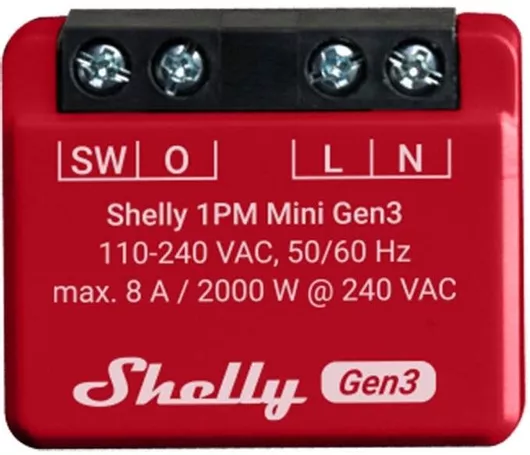 Ενδιάμεσος Διακόπτης Shelly 1pm Mini